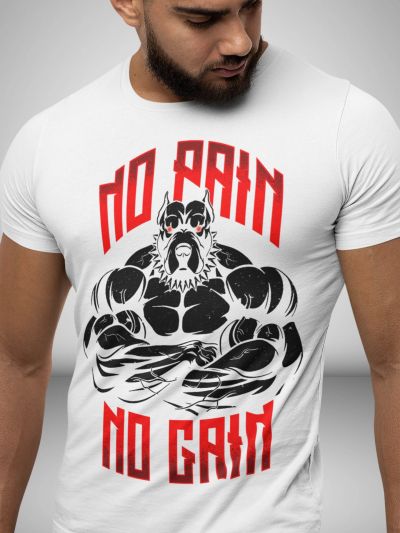 Tricou Bărbați No Pain No Gain ALB