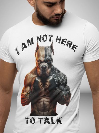 Tricou Bărbați  I'M NOT HERE TO TALK ALB