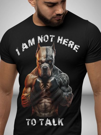 Tricou Bărbați  I'M NOT HERE TO TALK NEGRU