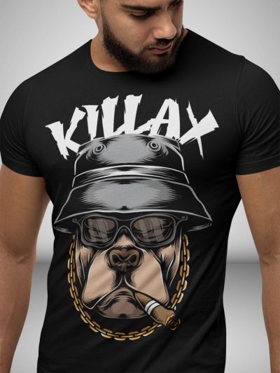Tricou Bărbați PitBull Head NEGRU