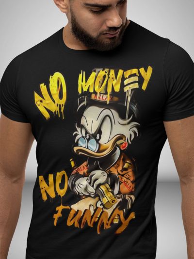 Tricou Bărbați No Money No Funny NEGRU