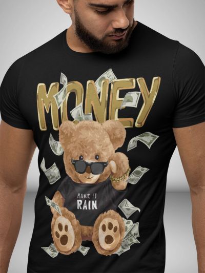 Tricou Bărbați Money Bear NEGRU