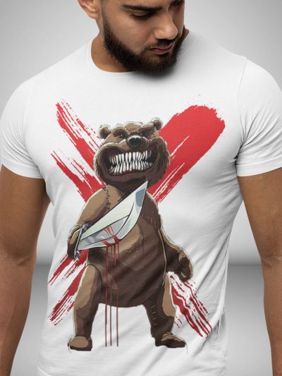 Tricou bărbați Knife Bear ALB
