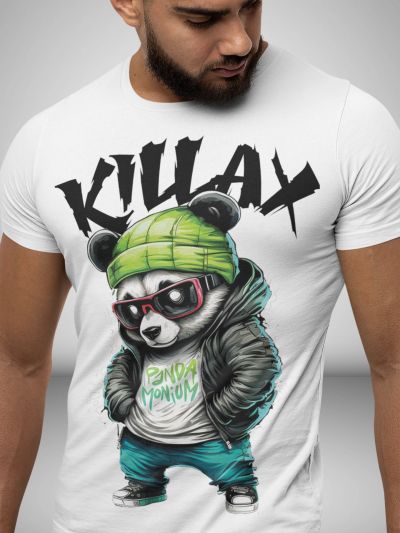 Tricou bărbați Killax Panda ALB