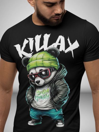 Tricou Bărbați Killax Panda NEGRU
