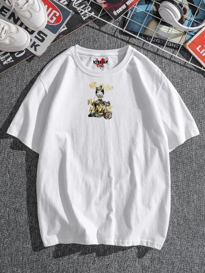 Tricou Bărbați NO LUCK ALL HUSTLE ALB OVERSIZED