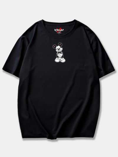 Tricou Bărbați BAD MICKEY NEGRU OVERSIZED
