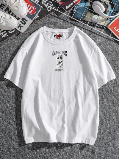 Tricou Bărbați GANGSTER PARADISE ALB OVERSIZED