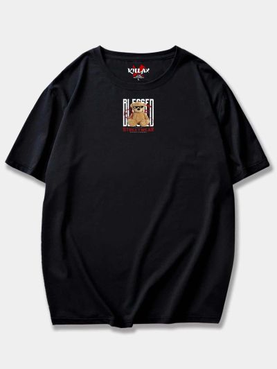 Tricou Bărbați BLESSED NEGRU OVERSIZED
