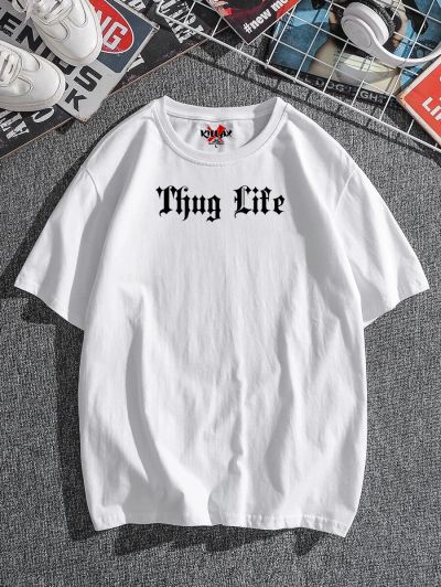 Tricou Bărbați TUPAC ALB OVERSIZED