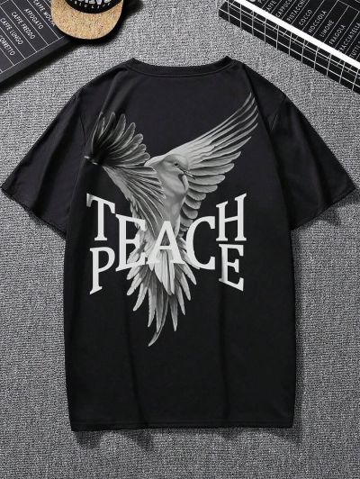 Tricou Bărbați Teach Peace Oversized